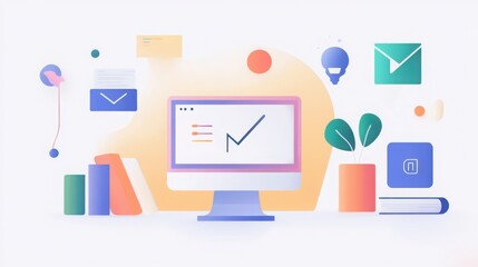 Fototapeta premium Sleek and functional minimalist icons for enhancing online education platforms and resources