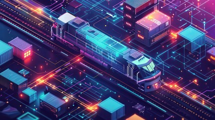 Fototapeta premium Digital twins technology revolutionizing industries by providing real-time data and simulations. Illustrations