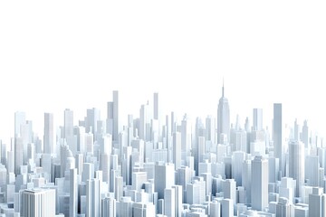 Obraz premium Cityscape Illustration With Skyscrapers At The Waterfront isolated On A white Background.