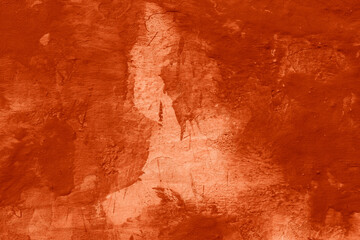 Grunge lush lava concrete background. Textured plaster wall. Creative backdrop for your design. Color of the year 2025 concept. Top view, layout for design. Surface with peeling shabby pattern.