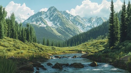 Obraz premium Colorado, Mountain, Mountain Range, Summer, Spring - Flowing Water