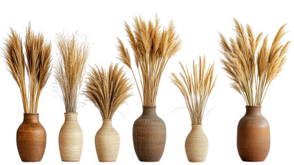Elegant Pampas Grass Displayed in Various Vases for Home Decor Generative AI