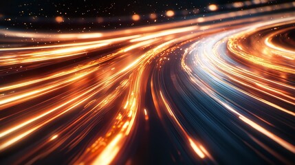 Abstract Tunnel of Light: Glowing Lines and Speed