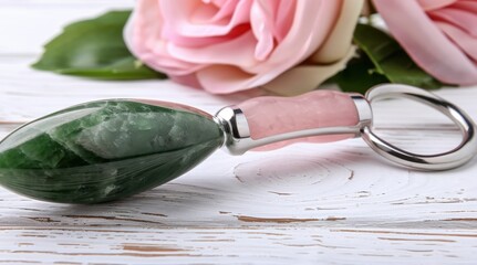 Facial Roller: This jade or rose quartz beauty tool is designed for facial massage, helping to sculpt the face, reduce puffiness, and boost circulation effectively.
