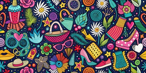 Colorful Doodle  Pattern for Fashion Photography