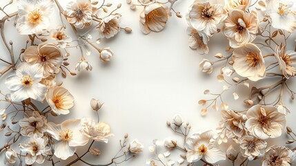 Obraz premium A white background with a flowery border. Generative AI