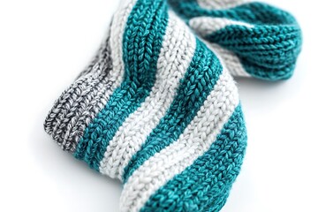 Knitted scarf on a white background.
