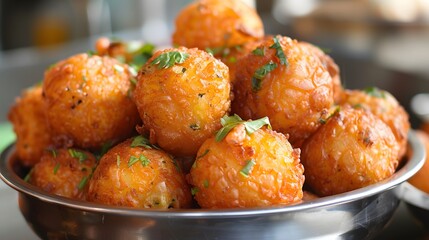 Ganthiya are deep fried Indian snacks made from chickpea flour. 