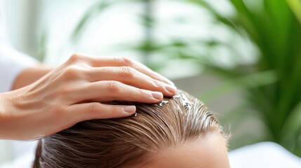 Naklejka premium Experience ultimate relaxation with a soothing scalp massage
