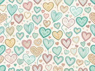 Continuous Line Heart Pattern for Valentine's Day and Textiles