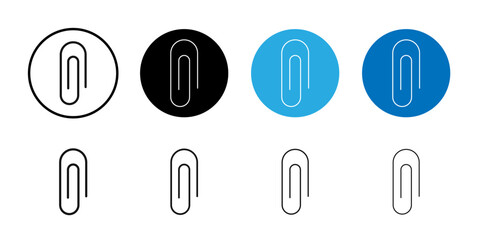 Attachment clip icon flat line symbol set.