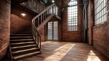 Modern Staircase in an Industrial Loft Interior