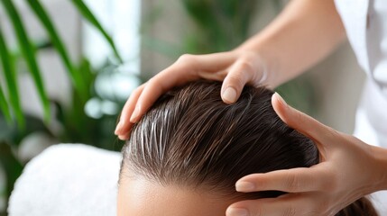 Naklejka premium Enhance your relaxation experience with a soothing scalp massage