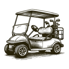 A hand-drawn sketch of a golf cart