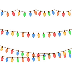 Bright garland with colored bulbs. Vector illustration.
