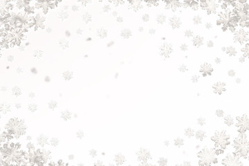 Christmas background with Falling snowflakes element frame border design, isolated on white background, png