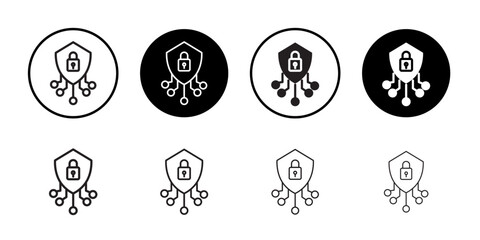 Cyber security icon flat line symbol set.