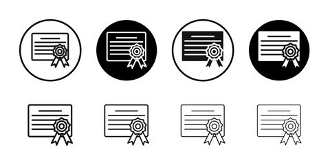 Diploma icon flat line symbol set.