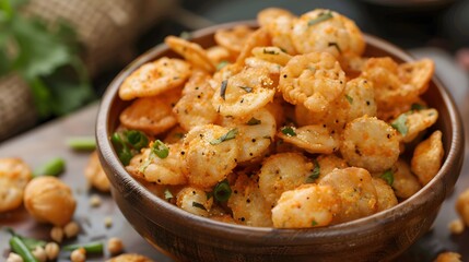 Ganthiya are deep fried Indian snacks made from chickpea flour. 