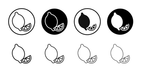 Lemon icon flat line symbol set.