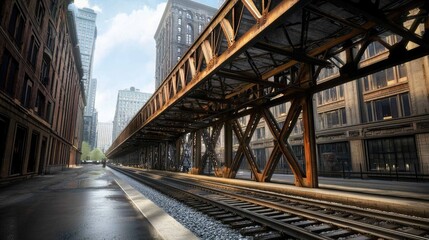 Steel Structure Supported by Beams and Rivets in City