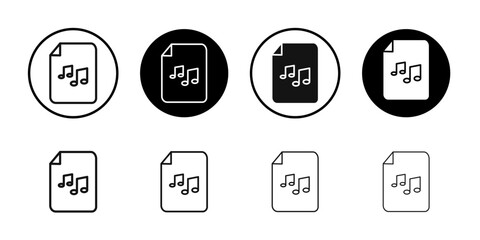 Music File icon flat line symbol set.