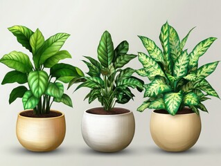 Fototapeta premium Exquisite detailed of house plants in modern aesthetic for interior design enthusiasts
