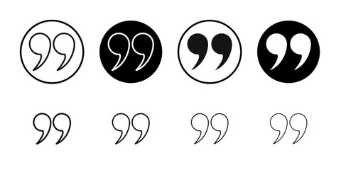 Quote right icon flat line symbol set.