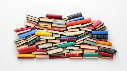 Colorful Stack of Books Arranged Abstractly