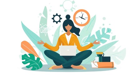 Professionals embracing the hybrid work lifestyle, balancing remote and office work. Illustrations