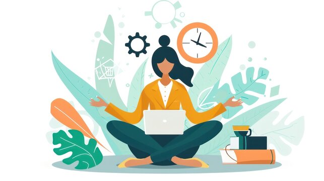 Professionals embracing the hybrid work lifestyle, balancing remote and office work. Illustrations