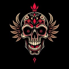 Naughty Beauty: Playful Cartoon Skull with Tongue Out &ndash; Modern AI-Generated Art Showcasing a Humorous and Cheeky Expression