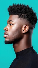 Obraz premium A man with a shaved head and a beard