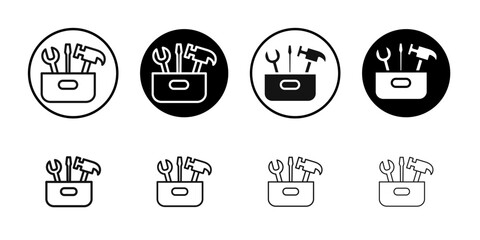 Toolbox icon flat line symbol set.