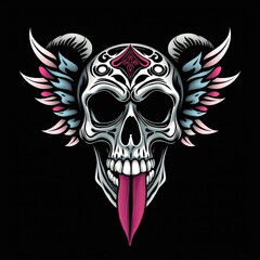 Naughty Beauty: Playful Cartoon Skull with Tongue Out &ndash; Modern AI-Generated Art Showcasing a Humorous and Cheeky Expression