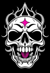 Obraz premium Naughty Beauty: Playful Cartoon Skull with Tongue Out – Modern AI-Generated Art Showcasing a Humorous and Cheeky Expression