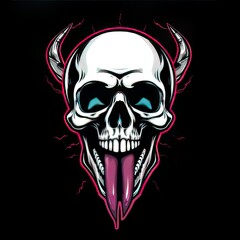 Naughty Beauty: Playful Cartoon Skull with Tongue Out &ndash; Modern AI-Generated Art Showcasing a Humorous and Cheeky Expression