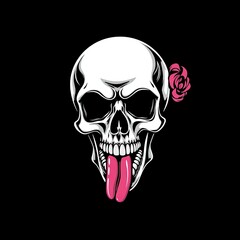 Fototapeta premium Naughty Beauty: Playful Cartoon Skull with Tongue Out – Modern AI-Generated Art Showcasing a Humorous and Cheeky Expression