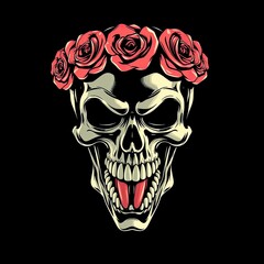 Fototapeta premium Naughty Beauty: Playful Cartoon Skull with Tongue Out – Modern AI-Generated Art Showcasing a Humorous and Cheeky Expression