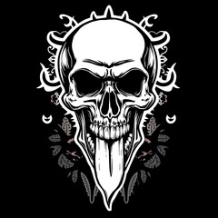 Fototapeta premium Naughty Beauty: Playful Cartoon Skull with Tongue Out – Modern AI-Generated Art Showcasing a Humorous and Cheeky Expression