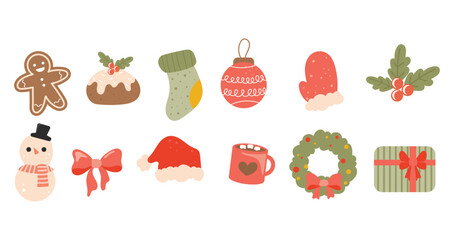 Cute christmas decoration element, vector design