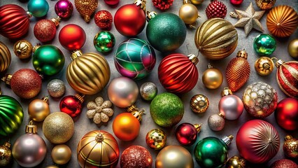 Immerse yourself in the holiday spirit with a panoramic display of shimmering Christmas ornaments.