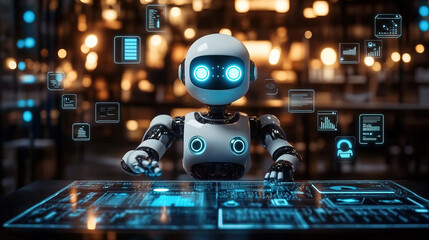 Future technology robots work in digital office scenarios