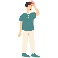 Guy Pain on Body Illustration Isolated on White Background. Painful Problem. Vector Character in Simple Cartoon Design.