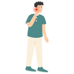 Guy Pain on Body Illustration Isolated on White Background. Painful Problem. Vector Character in Simple Cartoon Design.