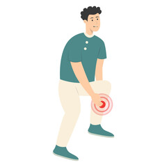 Guy Pain on Body Illustration Isolated on White Background. Painful Problem. Vector Character in Simple Cartoon Design.