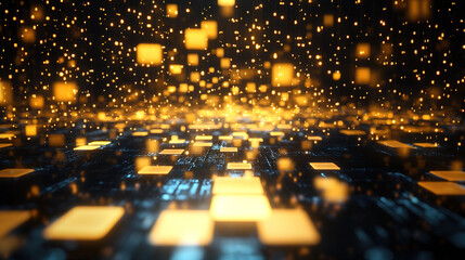 Obraz premium Technology inspired blue cube abstract background