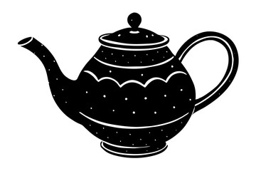 Hand painting of blue teapot vector art illustration 