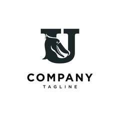 Letter U shoebill stork logo icon vector