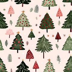 Obraz premium Celebrate the festive season with charming christmas tree patterns for holiday cheer